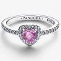 PANDORA Silver Elevated Light Purple Heart Ring 198421C12