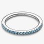 PANDORA Silver Sparkling Aquamarine Half Eternity Ring 192999C03