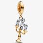 PANDORA Disney 14ct Yellow Gold Plated Cubic Zirconia Beauty & The Beast Lumiere Dangle Charm 763985C01