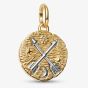 PANDORA 14ct Yellow Gold Plated Cubic Zirconia Crossing Arrows Medallion Dangle Charm 764081C01