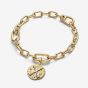 PANDORA 14ct Yellow Gold Plated Cubic Zirconia Crossing Arrows Medallion Dangle Charm 764081C01