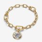 PANDORA 14ct Yellow Gold Plated & Silver Cubic Zirconia Cupids Medallion Dangle Charm 764088C01