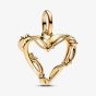 PANDORA 14ct Yellow Gold Plated Wire Heart Dangle Charm 762526C00