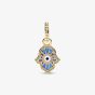 PANDORA 14ct Yellow Gold Opalescent Blue Hamsa Hand Dangle Charm 762699C01