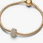 PANDORA 14ct Yellow Gold Plated Cubic Zirconia Pave Triple Row Charm 762820C01