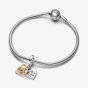 PANDORA Two Tone Lab Grown Diamond Double Heart Dangle Charm 763237C01