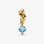 PANDORA 14ct Yellow Gold Plated Blue Crystal March Eternity Circle Charm 763462C03