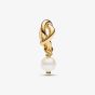 PANDORA 14ct Yellow Gold Plated Freshwater Pearl June Eternity Circle Charm 763462C06