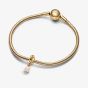 PANDORA 14ct Yellow Gold Plated Freshwater Pearl June Eternity Circle Charm 763462C06