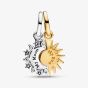 PANDORA Two Tone Cubic Zirconia Splittable Sun & Moon Dangle Charm 763585C01
