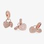 PANDORA 14ct Rose Gold Plated Pavé Hearts Charm 781807CZ