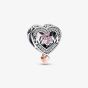 PANDORA Two Tone Cubic Zirconia Openwork Mom & Heart Dangle Charm 782653C01