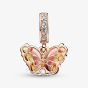 PANDORA 14ct Rose Gold Plated Pink & Yellow Murano Glass Butterfly Charm 782698C01