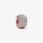 PANDORA 14ct Rose Gold Plated Cubic Zirconia Pave Triple Row Charm 782820C01