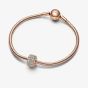 PANDORA 14ct Rose Gold Plated Cubic Zirconia Pave Triple Row Charm 782820C01