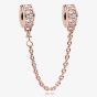 PANDORA 14ct Rose Gold Plated Cubic Zirconia Safety Chain Charm 786322CZ-05