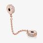 PANDORA 14ct Rose Gold Plated Cubic Zirconia Safety Chain Charm 786322CZ-05