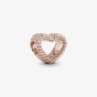 PANDORA 14ct Rose Gold Plated Beaded Heart Charm 787516