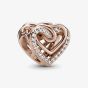 PANDORA 14ct Rose Gold Plated Cubic Zirconia Valentines Rose Charm 789270C01