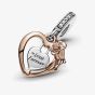 PANDORA Two Tone Cubic Zirconia Valentines Heart Dangle Charm 789290C01