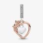PANDORA Two Tone Cubic Zirconia Valentines Heart Dangle Charm 789290C01