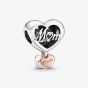 PANDORA Sterling Silver & 14ct Rose Gold Plated Thank You Mum Heart Charm 789372C00