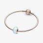 PANDORA 14ct Rose Gold Plated Matte Blue Murano Glass Charm 789420C00
