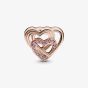 PANDORA 14ct Rose Gold Plated Cubic Zirconia Intertwined Love Hearts Charm 789529C01