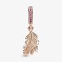 PANDORA 14ct Rose Gold Plated Purple Cubic Zirconia Oak Leaf Dangle Charm 789552C01