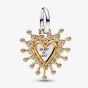 PANDORA 14ct Gold Plated Radiant Heart Double Dangle Charm 764141C01