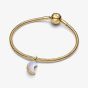 PANDORA 14ct Gold Plated Sparkling Cresent Moon Dangle Charm 764275C01