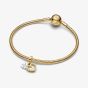 PANDORA 14ct Gold Plated Sparkling Heart Double Dangle Charm 763765C01