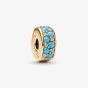 PANDORA 14ct Gold Plated Aqua Blue Clip Charm 763902C01