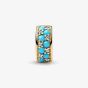 PANDORA 14ct Gold Plated Aqua Blue Clip Charm 763902C01