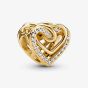 PANDORA 14ct Gold Plated Sparkling Entwined Heart Charm 769270C01
