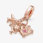 PANDORA 14ct Rose Gold Plated Travel Triple Dangle Charm 789435C01