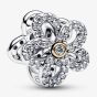 PANDORA Silver 14ct Gold Plated Pavé Flower Openwork Charm 764480C01