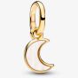 PANDORA 14ct Gold Plated White Crescent Moon Mini Dangle Charm 764614C01