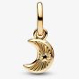 PANDORA 14ct Gold Plated White Crescent Moon Mini Dangle Charm 764614C01
