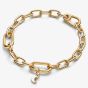 PANDORA 14ct Gold Plated White Crescent Moon Mini Dangle Charm 764614C01
