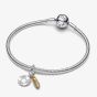 PANDORA 14ct Gold Plated & Silver Engravable Football Boot Double Dangle Charm 764712C00