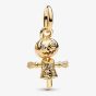 PANDORA 14ct Yellow Gold Plated Crystal Pumpkin Scarecrow Dangle Charm 764770C01