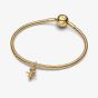 PANDORA 14ct Yellow Gold Plated Crystal Pumpkin Scarecrow Dangle Charm 764770C01