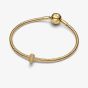 PANDORA 14ct Yellow Gold Plated Textured Mini Clip Charm 764771C00