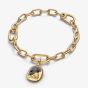 PANDORA 14ct Yellow Gold Plated & Black Enamel Owl Medallion Charm 764805C01