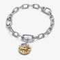 PANDORA 14ct Yellow Gold Plated Sterling Silver Crystal Sagittarius Zodiac Medallion Charm 764988C01