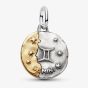 PANDORA 14ct Yellow Gold Plated Sterling Silver Crystal Gemini Zodiac Medallion Charm 764989C01