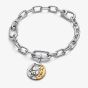 PANDORA 14ct Yellow Gold Plated Sterling Silver Crystal Gemini Zodiac Medallion Charm 764989C01