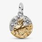 PANDORA 14ct Yellow Gold Plated Sterling Silver Crystal Aries Zodiac Medallion Charm 764993C01