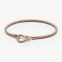 PANDORA Moments 14ct Rose Gold Plated Heart Clasp Bracelet 582257C00